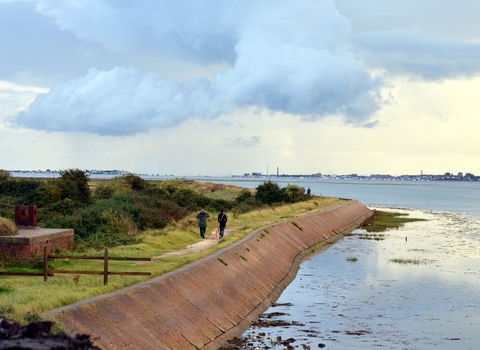 People walking at Farlington Marshes 
